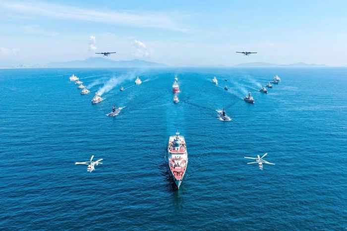 Lực lượng, phương tiện của Quân chủng Hải quân tham gia diễu binh trên biển kỷ niệm 80 năm Cách mạng tháng Tám và Quốc khánh 2/9.