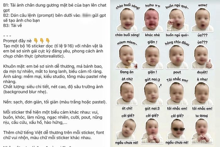 Nhiều phụ huynh chia sẻ cách tạo ảnh, sticker cho con bằng AI từ ảnh cá nhân, thu hút sự quan tâm của cộng đồng mạng.