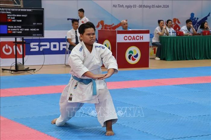 Vận động viên tham gia tranh tài nội dung kata.