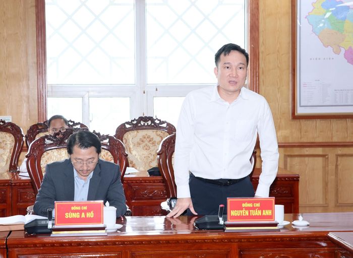 Đồng chí Nguyễn Tuấn Anh - Ủy viên dự khuyết Ban Chấp hành Trung ương Đảng, Phó Bí thư Thường trực Tỉnh ủy phát biểu tại cuộc họp. 