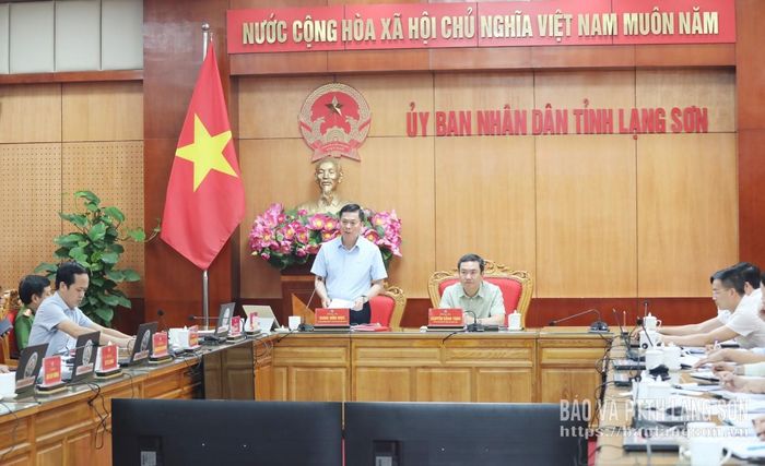 Đồng chí Đinh Hữu Học, Ủy viên Ban Thường vụ Tỉnh ủy, Phó Chủ tịch Thường trực UBND tỉnh phát biểu tại buổi làm việc