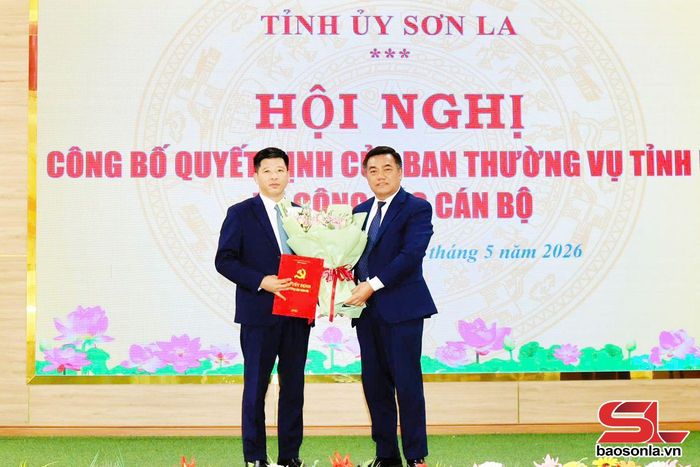Lãnh đạo Ban Tổ chức Tỉnh ủy trao quyết định cho đồng chí Phạm Minh Hải.