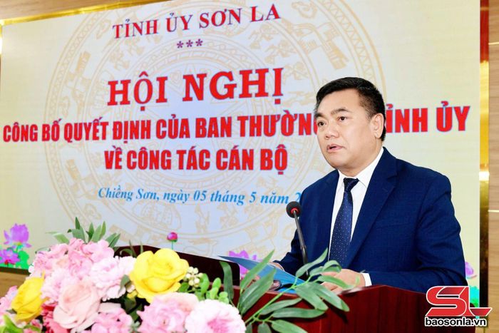 Lãnh đạo Ban Tổ chức Tỉnh ủy phát biểu tại hội nghị.