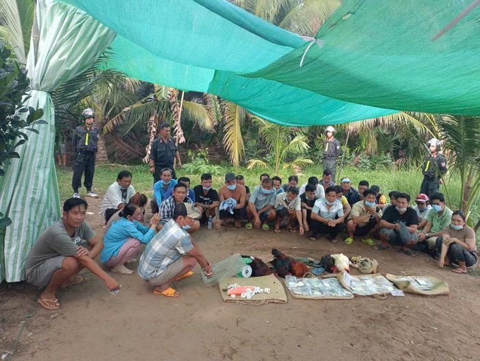 Phòng Cảnh sát hình sự chủ trì, phối hợp Cảnh sát cơ động triệt phá tụ điểm cờ bạc trên địa bàn xã Trung Ngãi.