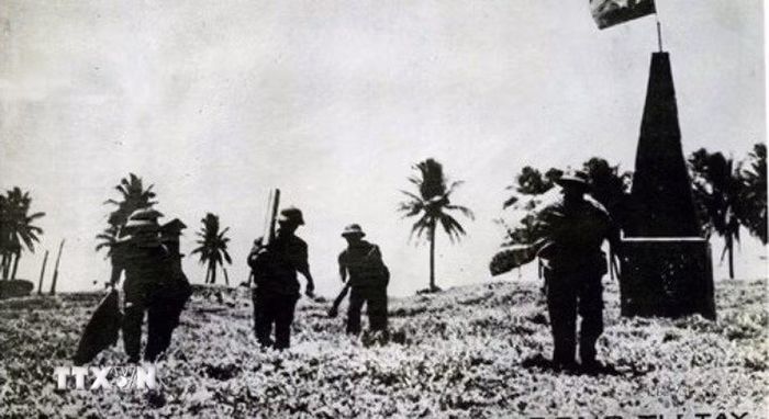 Lực lượng Đặc công hải quân Đoàn 126 giải phóng đảo Trường Sa, ngày 29/4/1975. (Ảnh: Tư liệu/TTXVN phát)