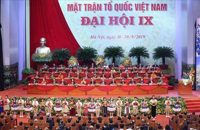 Lễ khai mạc Đại hội đại biểu toàn quốc Mặt trận Tổ quốc Việt Nam lần thứ IX, nhiệm kỳ 2019 - 2024 diễn ra tại Trung tâm Hội nghị Quốc gia (Hà Nội). Ảnh: TTXVN