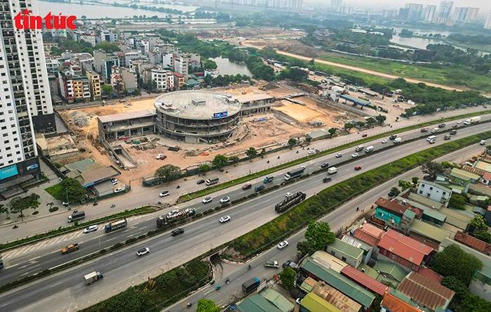 Khu vực dự án nhìn từ trên cao, kết nối trực tiếp với hệ thống đường vành đai, thuận lợi trung chuyển hành khách liên tỉnh.