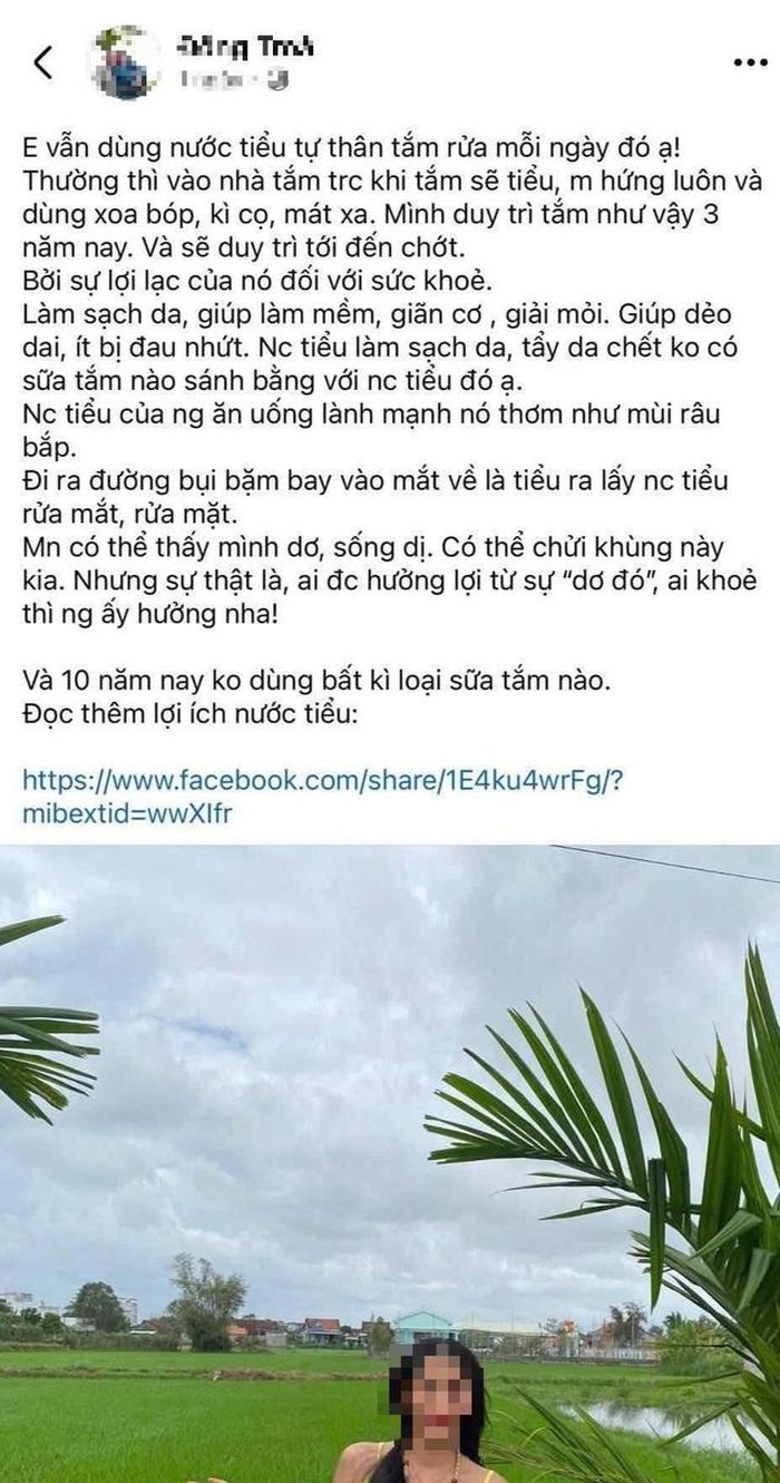 Mạng xã hội lan truyền thông tin sai lệch về “niệu liệu pháp”, nghĩa là sử dụng nước tiểu tự thân để uống, bôi, rửa mặt, thậm chí nhỏ mắt, tiềm ẩn nhiều rủi ro cho sức khỏe.