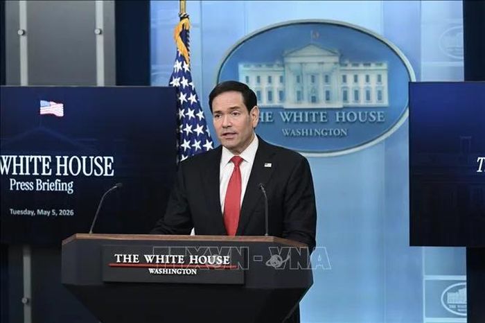 Ngoại trưởng Mỹ Marco Rubio trong cuộc họp báo tại Nhà Trắng, ngày 5/5/2026. Ảnh: Anadolu Agency/TTXVN