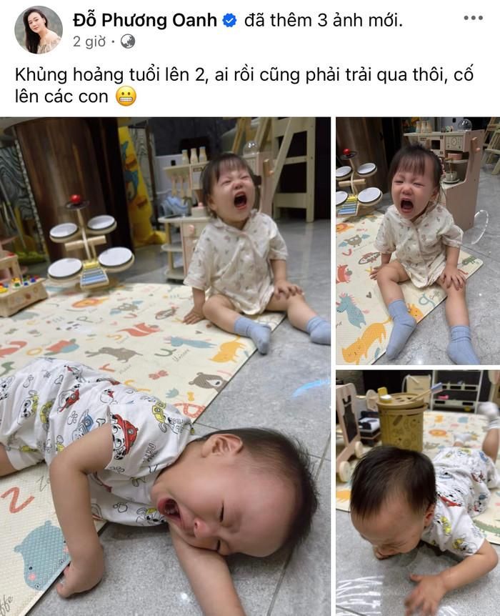 Phương Oanh chia sẻ cặp song sinh gặp khủng hoảng lên 2. 