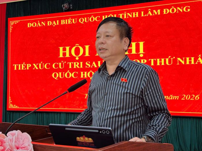 Đồng chí Nguyễn Trường Giang, Phó Chủ nhiệm Ủy ban Pháp luật và Tư pháp của Quốc hội phát biểu kết luận tại hội nghị