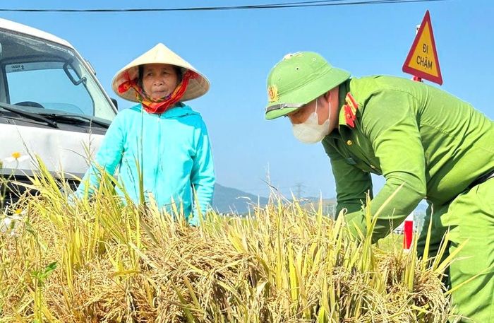 Còn tại xã Cẩm Lạc (Hà Tĩnh) các cán bộ, chiến sĩ thuộc Công an xã cũng đã được huy động để khẩn trương hỗ trợ bà con nhân dân thu hoạch lúa. Trung tá Bùi Xuân Hùng, Trưởng Công an xã Cẩm Lạc cho biết, sáng 6/5 Công an xã đã phối hợp MTTQ xã huy động 15/22 cán bộ chiến sĩ tham gia gặt lúa giúp 1 số hộ dân có hoàn cảnh đặc biệt, neo người tại thôn 3, xã Cẩm Lạc đây là những hộ có ruộng lúa nằm sâu, ngập nước.
