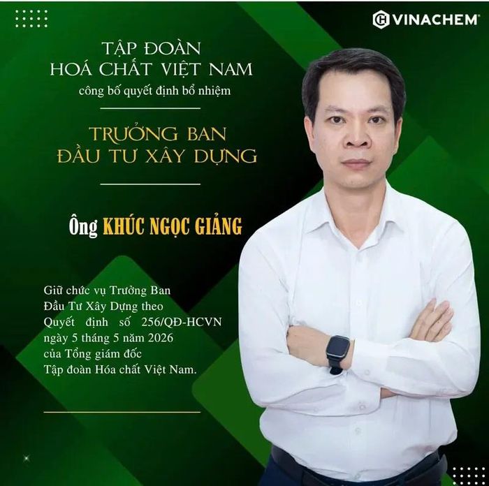 Ông Khúc Ngọc Giảng giữ chức Trưởng ban Đầu tư xây dựng