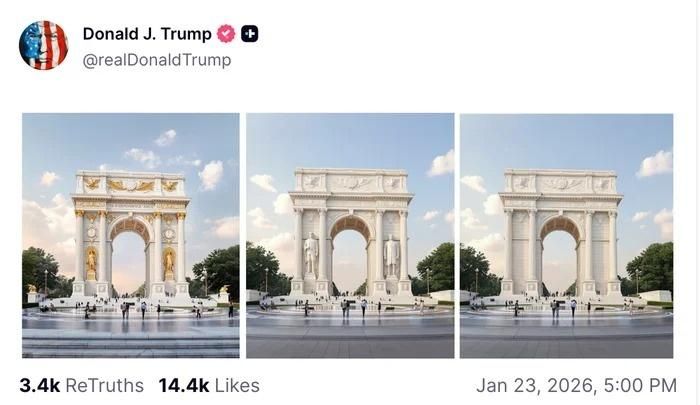  Dự án về một khải hoàn môn cao 250 feet tại Washington của ông Trump. Ảnh: Reuters.