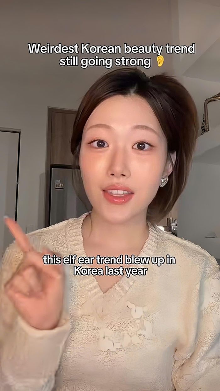  Krystal Lee, influencer làm đẹp người Mỹ gốc Hàn, cảm thấy xu hướng làm "tai yêu tinh" khá kỳ lạ. Ảnh: @krystallee2222/TikTok. 
