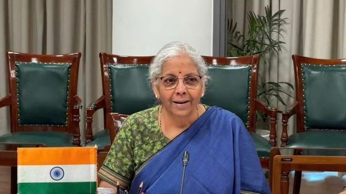 Bộ trưởng Bộ Tài chính Ấn Độ Nirmala Sitharaman tại cuộc hội đàm song phương.