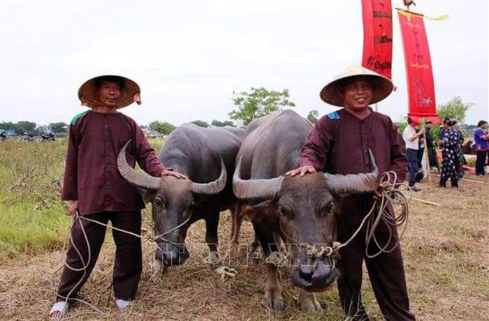 Dân làng Phong Lệ hóa thân thành những mục đồng trong ngày lễ hội. (ảnh: T.H)