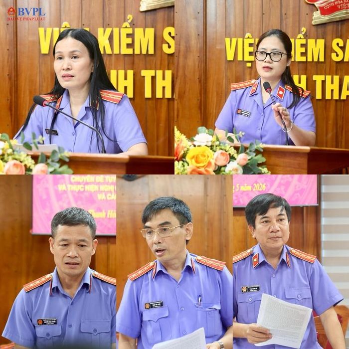  Lãnh đạo Phòng 9, VKSND các tỉnh trong Cụm thi đua thảo luận.