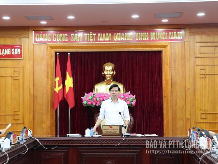 Đồng chí Hoàng Quốc Khánh, Ủy viên Trung ương Đảng, Bí thư Tỉnh ủy phát biểu tại hội nghị