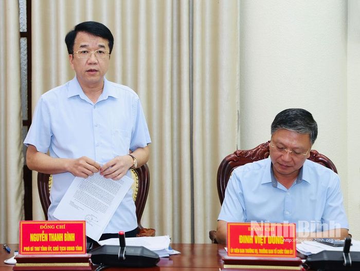 Đồng chí Nguyễn Thanh Bình, Phó Bí thư Tỉnh ủy, Chủ tịch UBND tỉnh phát biểu tại hội nghị.