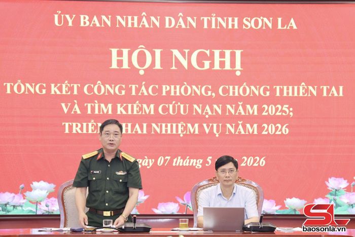 Lãnh đạo Bộ CHQS tỉnh phát biểu tại hội nghị.