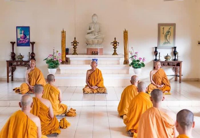 Cố Trưởng lão Hòa thượng cùng Tăng chúng trong một thời tọa thiền