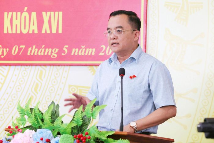 Phó Giám đốc Công an tỉnh Lâm Đồng, Đại tá Huỳnh Ngọc Liêm phát biểu tại buổi tiếp xúc