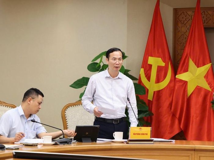 Phó Chủ nhiệm Văn phòng Chính phủ Đỗ Ngọc Huỳnh nêu ý kiến tại buổi làm việc - Ảnh: VGP/Thu Giang