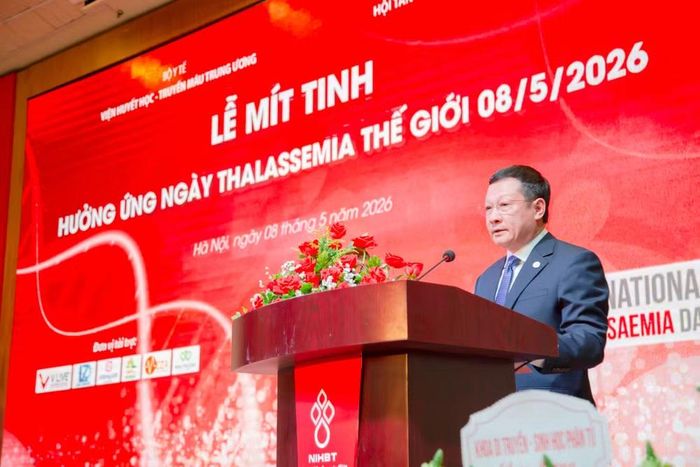 Phó Giáo sư, Tiến sĩ Vũ Đức Bình, Phó Viện trưởng Viện Huyết học-Truyền máu Trung ương phát biểu tại chương trình.