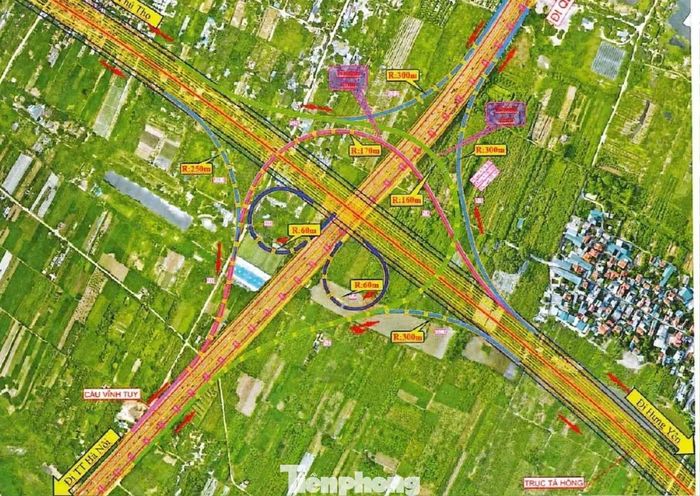 Mặt bằng thiết kế tổng thể nút giao cầu Vĩnh Tuy phía bờ Tả (Long Biên).