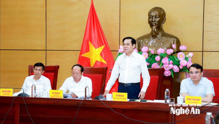 Đồng chí Võ Trọng Hải - Phó Bí thư Tỉnh ủy, Chủ tịch UBND tỉnh Nghệ An phát biểu kết luận. Ảnh: Thành Duy