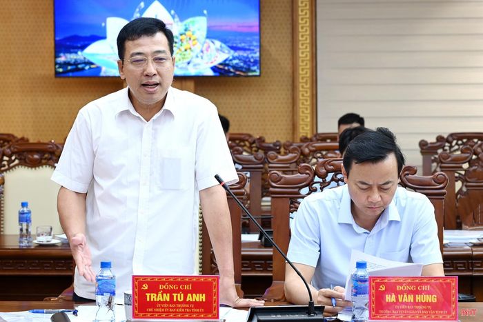 Chủ nhiệm UBKT Tỉnh ủy Trần Tú Anh phát biểu tại hội nghị.