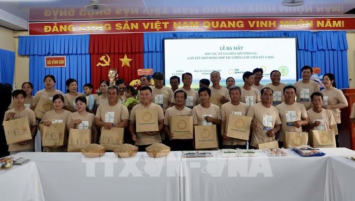 Ra mắt Hợp tác xã Lúa mùa nổi Vĩnh Gia, tỉnh An Giang. Ảnh: Thanh Sang-TTXVN