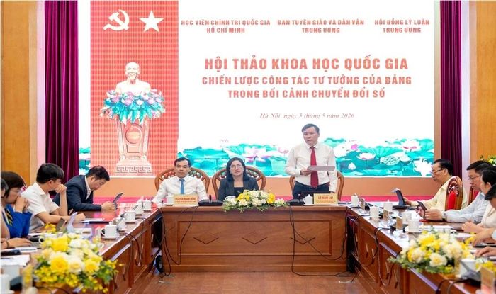 Hội thảo khoa học quốc gia: Chiến lược công tác tư tưởng của Đảng trong bối cảnh chuyển đổi số - Bước chuẩn bị quan trọng cho các văn kiện trình Đại hội XIV. Nguồn ảnh: TTXVN
