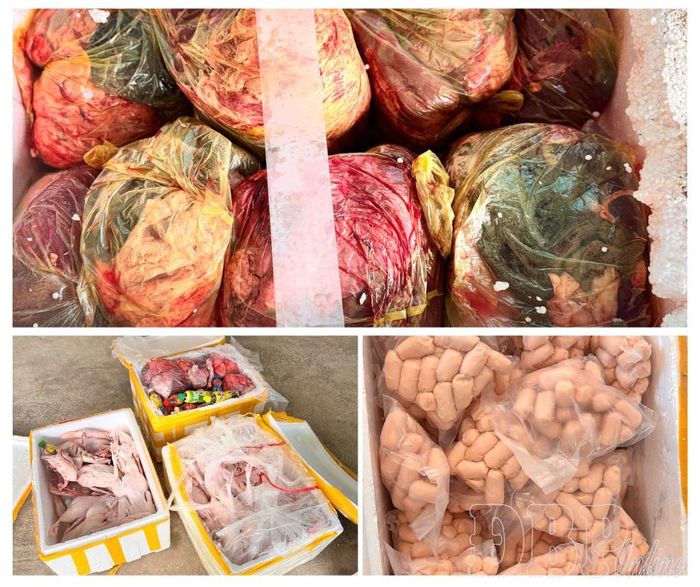 Thực phẩm tươi sống không rõ nguồn gốc, xuất xứ được cất giấu trong các thùng xốp được lực lượng chức năng thu giữ ngày 4/1/2026.