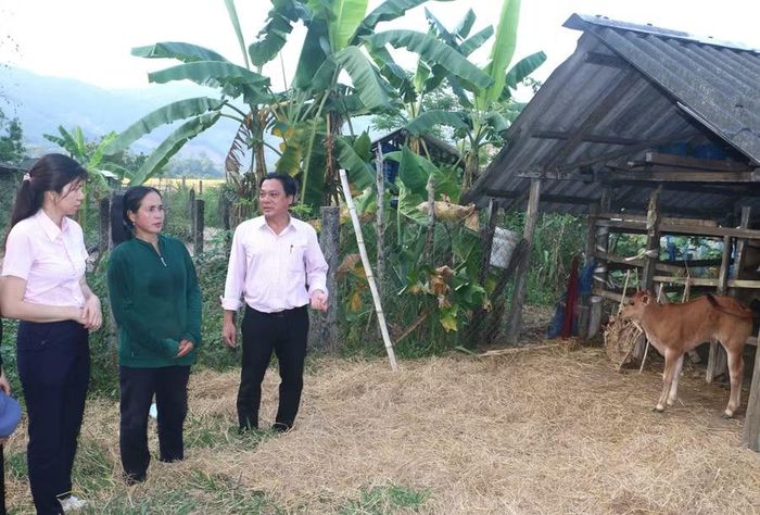 Bà Đinh Thị Quốc (giữa) cũng đã vươn lên thoát nghèo và làm giàu nhờ nguồn vốn vay ưu đãi. Ảnh: Quang Tấn