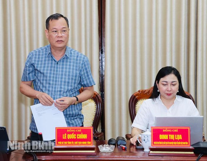 Đồng chí Lê Quốc Chỉnh, Phó Bí thư Tỉnh ủy, Chủ tịch HĐND tỉnh phát biểu tại hội nghị.