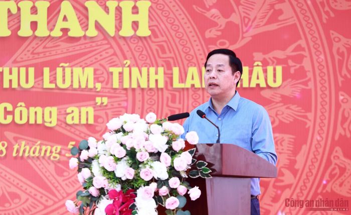 Chủ tịch UBND tỉnh Lai Châu Hà Quang Trung phát biểu tại buổi lễ.
