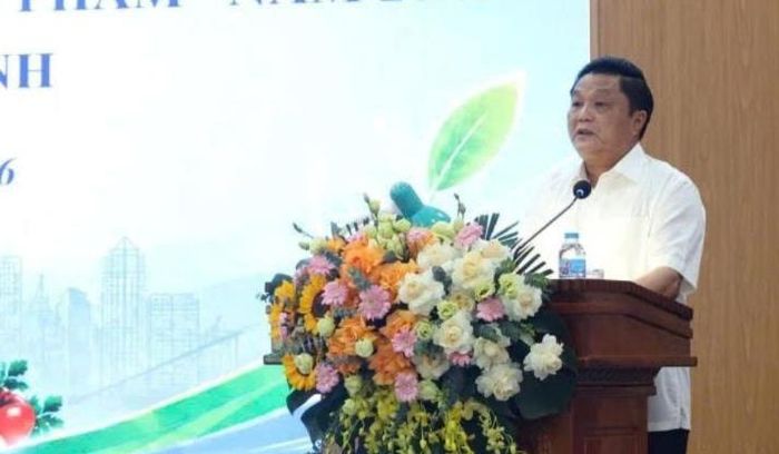 Phó Bí thư Đảng ủy, Chủ tịch UBND xã Mê Linh Trần Thanh Hoài phát biểu tại lễ phát động Tháng hành động vì ATTP năm 2026. Ảnh: PV