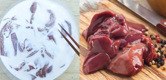 Ngâm gan lợn với sữa tươi không đường giúp loại bỏ độc tố và mùi tanh của gan.
