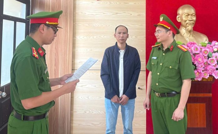 Đối tượng Đỗ Việt Cường tại cơ quan công an.