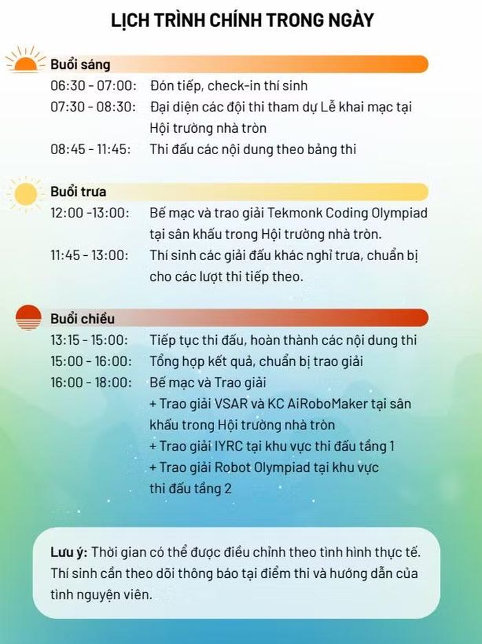 Thời gian diễn ra thi đấu, khai mạc và bế mạc cuộc thi.