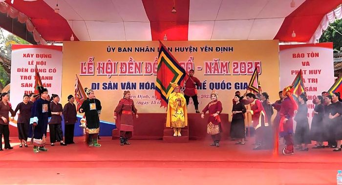 Tiết mục sân khấu hóa tái hiện truyền thuyết thần Đồng Cổ tại lễ hội đền Đồng Cổ