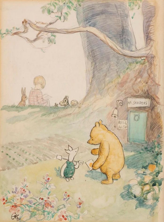 Bức “Christopher Robin at the Enchanted Place”, E.H. Shepard, 1928, sẽ được trưng bày tại phòng theo chủ đề về tuổi thơ và truyện thiếu nhi