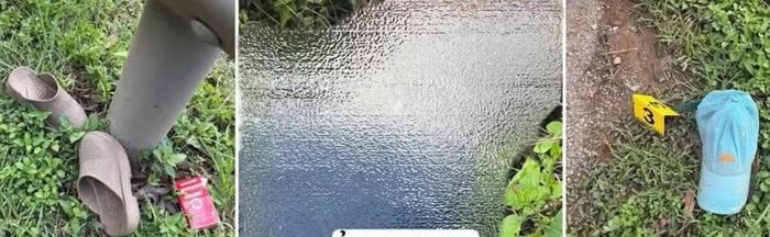 Người đàn ông tử vong cùng một số vật dụng ven đường quốc lộ. Ảnh: Công an cung cấp.