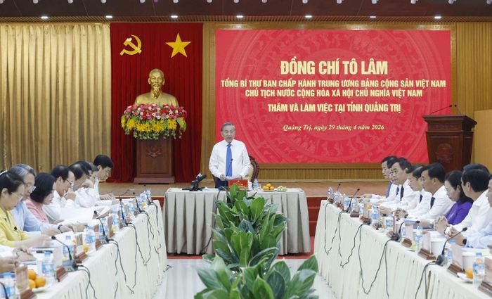 Chiều 29/4/2026, Tổng Bí thư, Chủ tịch nước Tô Lâm và đoàn công tác của Trung ương làm việc với Ban Thường vụ Tỉnh ủy Quảng Trị.
