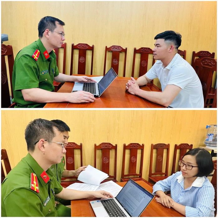 Các đối tượng Lê Văn Quốc và Hà Thị Thục Huyền khai nhận hành vi vi phạm trước cơ quan Công an