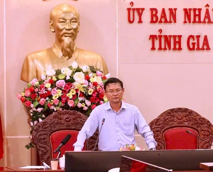 Phó Chủ tịch UBND tỉnh Nguyễn Tự Công Hoàng phát biểu tại buổi làm việc. Ảnh: Hà Duy