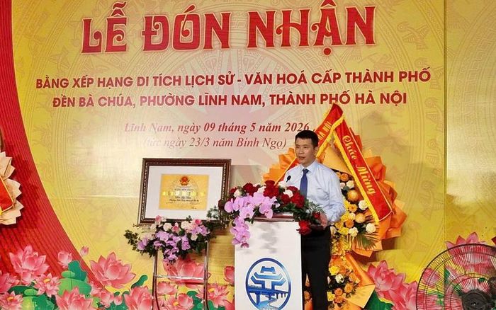 Giám đốc Sở Văn hóa và Thể thao Hà Nội Phạm Tuấn Long phát biểu tại buổi lễ. 