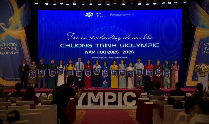 Vinh danh các cơ quan, đơn vị, nhà trường tổ chức cuộc thi Violympic. Ảnh: Thanh Hà